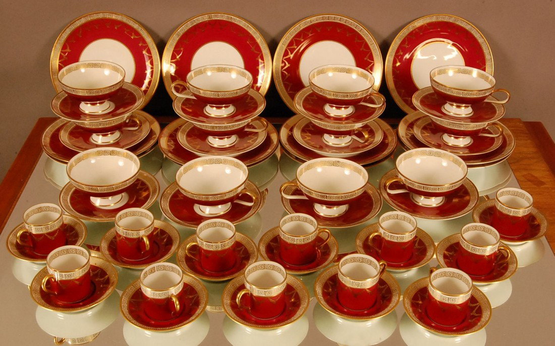 60 Piece Bavarian porcelain dessert set. 12 Plates: 60 Piece Bavarian porcelain dessert set. 12 Plates, 12 coffee cups and saucers, 12 Demitasse Cups & saucers. R.W>Bavaria Germany