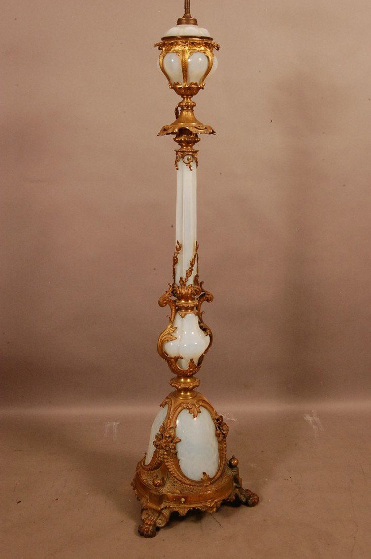 Great Dore French Louis LX style Bronze & Opalesce: Matching Font 61" t x 18" d Ca. 1890