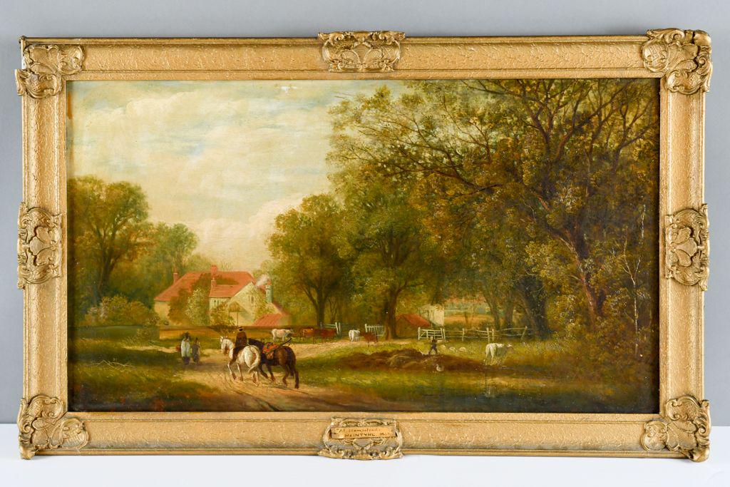 J. W. McIntyre "At Hampstead 1869"  Signed Oil on Canvas Rural Farm Scene. (1 of 6)