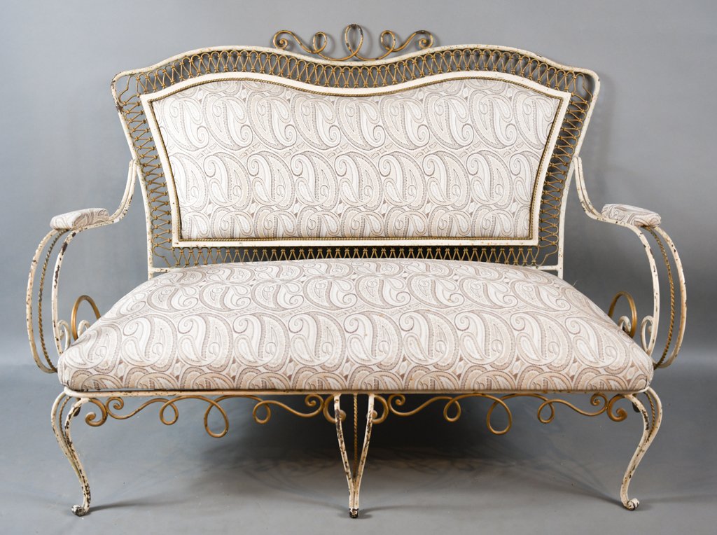 French Wrought Iron Garden Loveseat: French Wrought Iron Garden Loveseat 39”x26”x53"