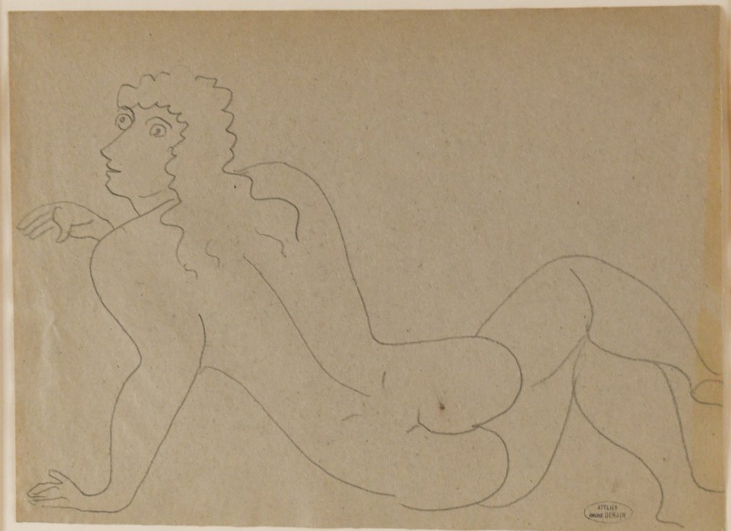Andre Derain "Nude Seated withe the Back Turned to the Left" Pencil Drawing Bearing the Stamp: 14”x18”9.5"x12" Exposition Galerie Schmit, Paris, 30 April, 9 July 2003, nÂº D. 149Andre Derain was born in 1880 at Chatou, which was then a kind of artists' colony at the gates of Paris