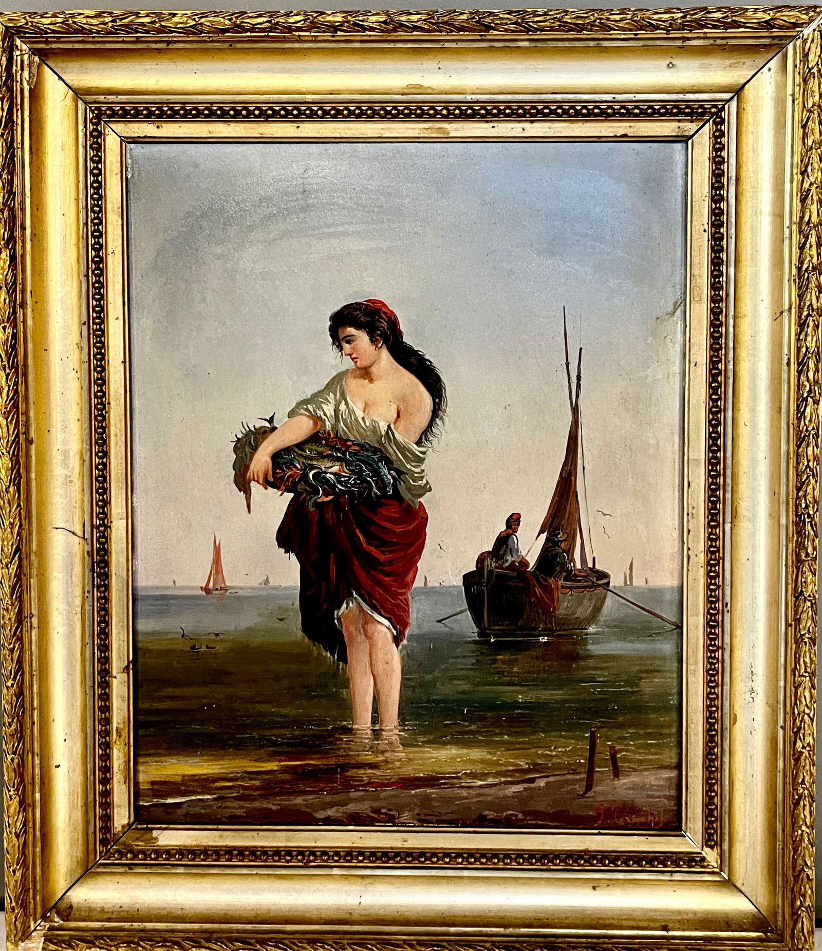 Dominique Trachel French (1830-1897) Gathering Wood at the Seashore (1 of 4)