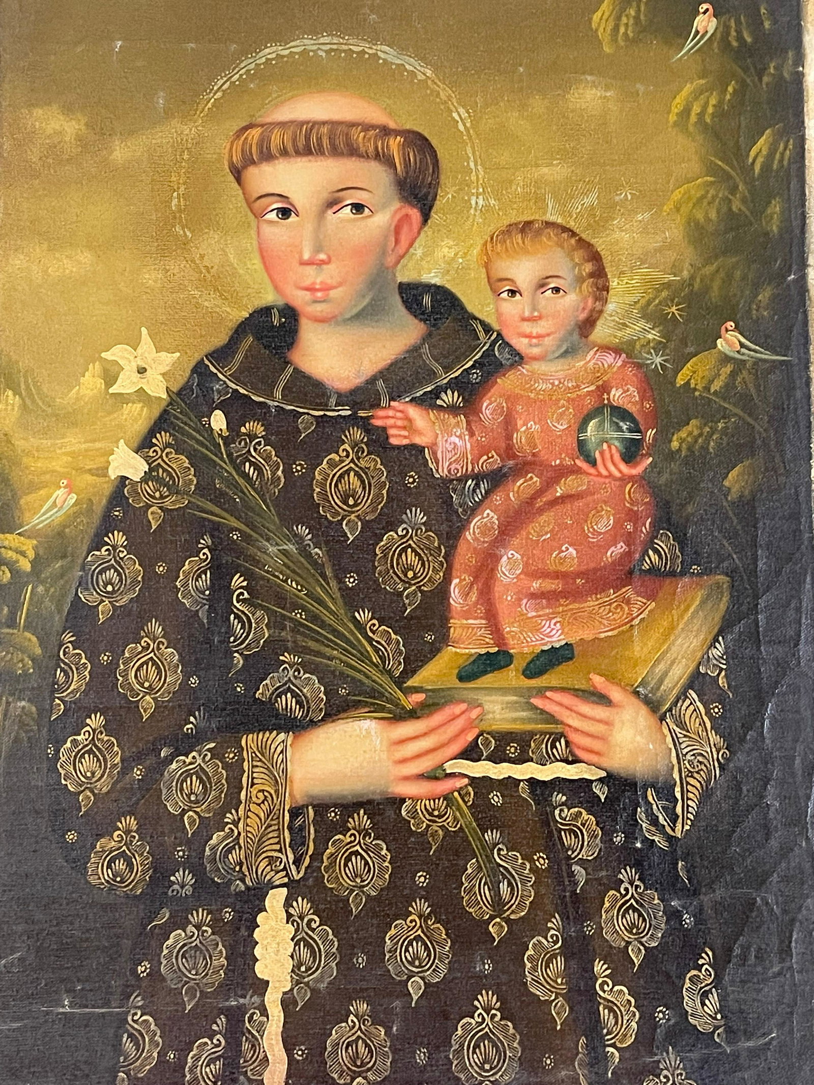 â€œSan Antonio de Padua”: South American School 19th century oil on canvas. 16” x24”. No frame