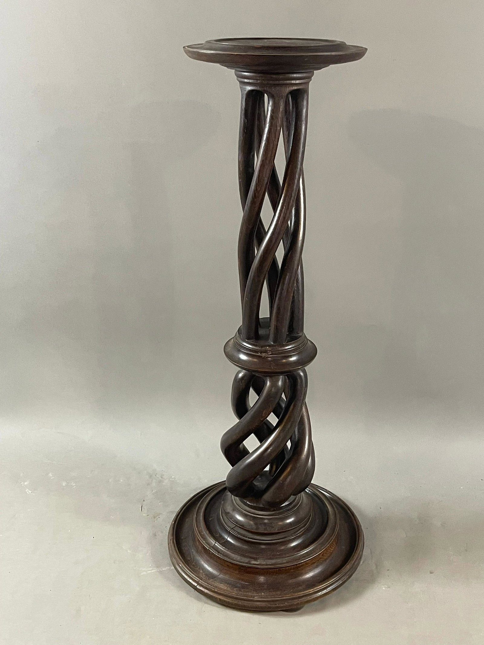 Renaissance Oak Open Twist Pedestal: 19th Century 41"T 16"W