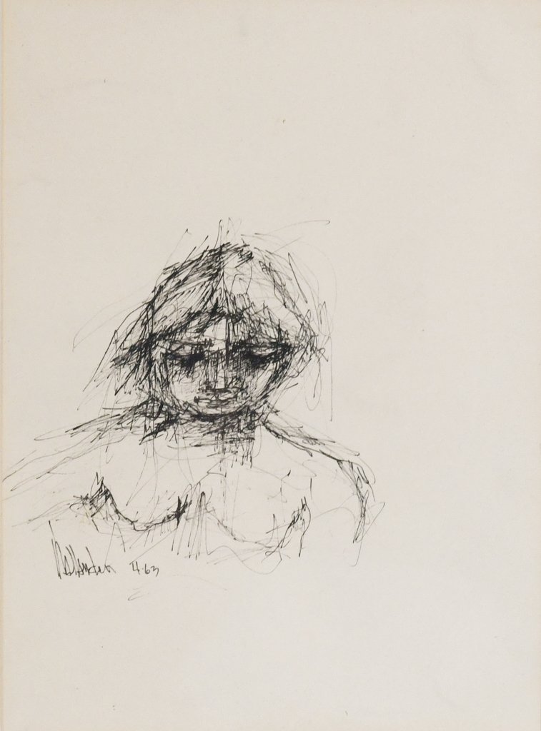 Gino Hollander "At Sundown" Abstract Impressionist Portrait of a Man: ca. 1963 Signed lower left. 16”x20” 12”x8.5”