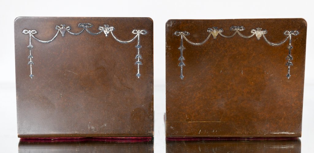 Otto Heintz Sterling on Bronze Overlay Arts and Crafts Bookends (1 of 5)