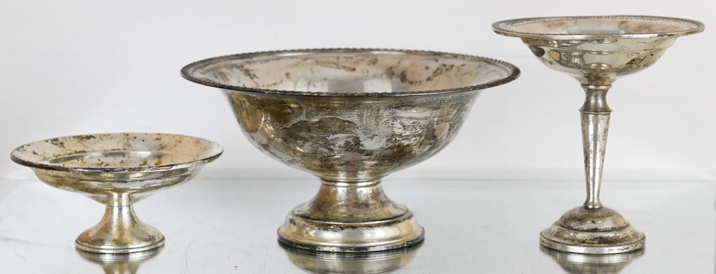 Lot of 3 Sterling Weighted Footed Compotes (1 of 5)