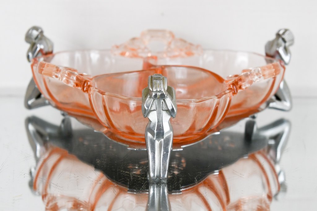 Cambridge Glass Divided Candy Dish With Art Deco Women base (1 of 4)