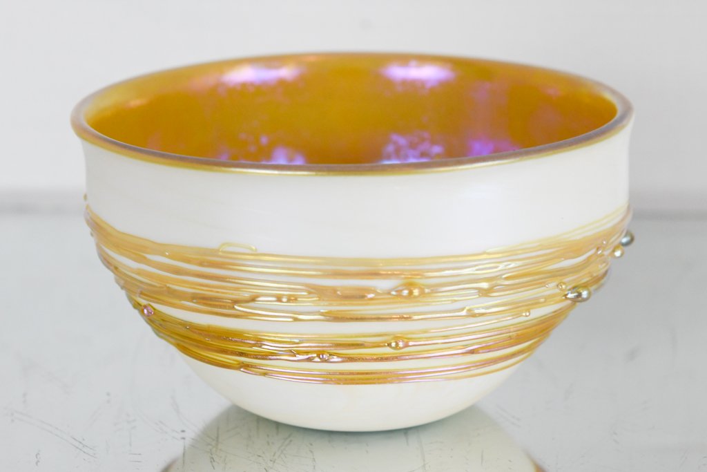 Grant Randolph Studios Contemporary Gold Art Glass Bowl (1 of 3)