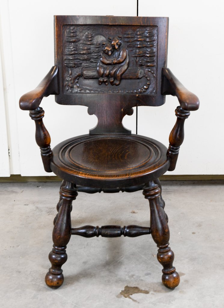 German Oak Black Forrest Polar Bear Pub Chair (1 of 6)