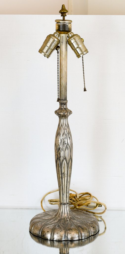 Pairpoint Silver Overlay Lamp Base: Signed, 3066 on the bottom 22”T
