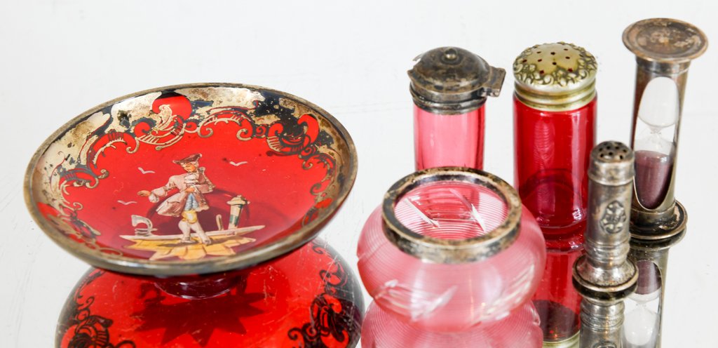 Lot of Sterling Capped Items Including Sterling Hour Glass (1 of 5)