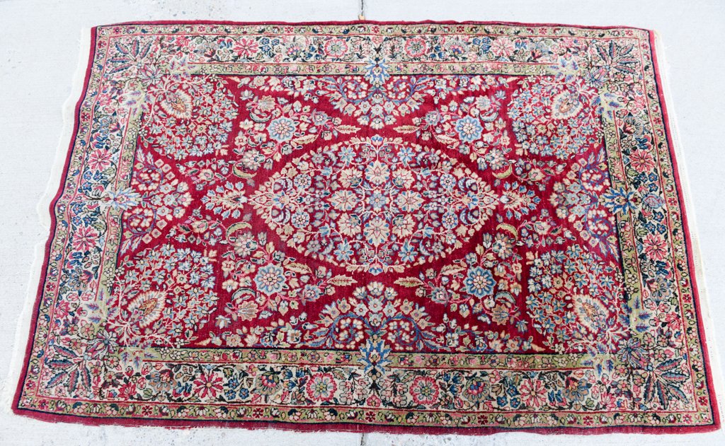 Antique Persian Kerman Hand Knotted Wool Rug (1 of 4)