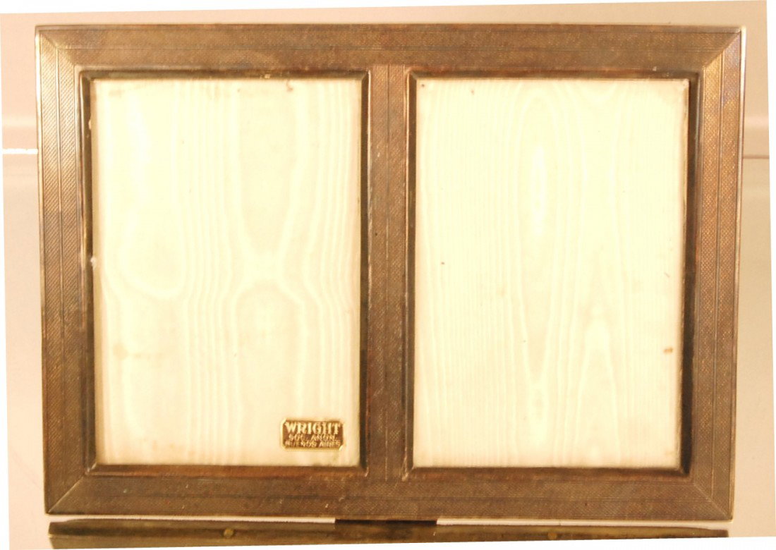 Sterling Silver Double Portrait Frame: 6 1/2" t x 9" w .925 Ca. 1920