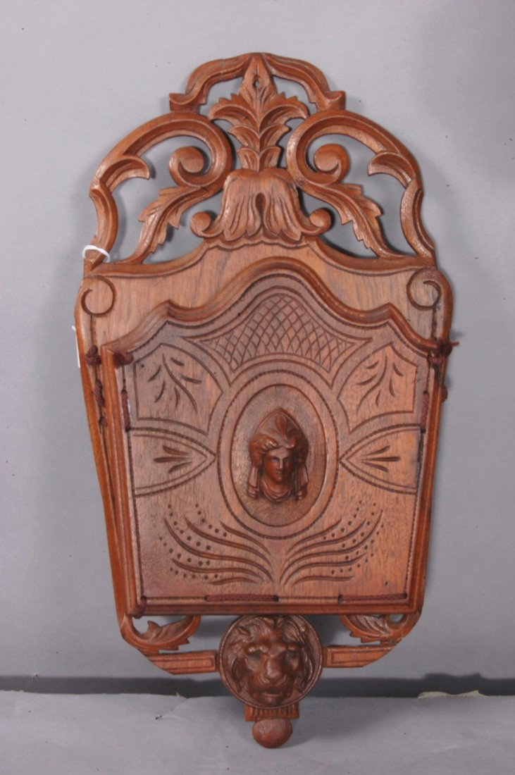 Victorian Walnut Slipper Holder: 17" t x 11" w Ca. 1875