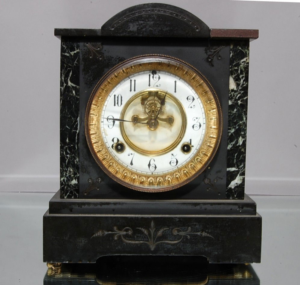 17 Waterbury Marble & slate mantel clock.