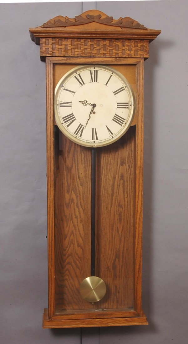 Gilbert Oak Store Regulator Clock: 21" w x 51" t