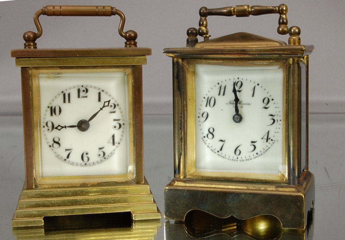 2 American Carriage clocks.: Waterbury Clock Co. & New Haven Clock Ca. 1900
