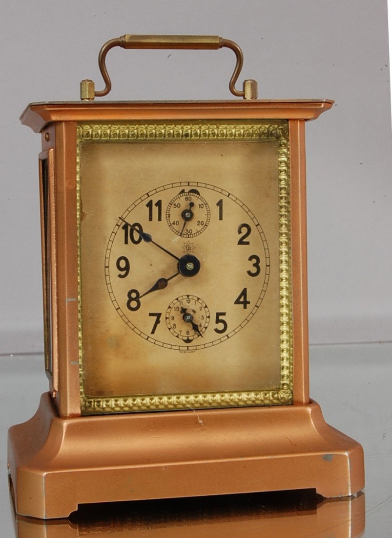Junghans Alarm Clock: 7" t x 9" w. German Ca. 1900