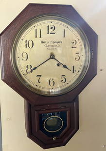 Seth Thomas Ball Standard Regulator Wall Clock in Oak Case: Original Seth Thomas Ball Labels on inside with key ca. 1913 Providence Jerry Wealti. Delavan, Wisconsin. Long-time member of the NAWCC (National Antique Watch & Clock Collectors)