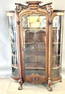 Turn of the Century Oak Claw Footed Curved Glass China Cabinet