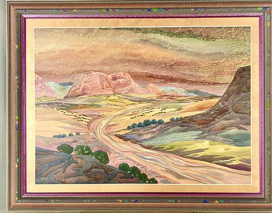 Del Valle by Fran Larsen (1937-2018) Watercolor: Mounted on Board. Signed lower right ca. 1998