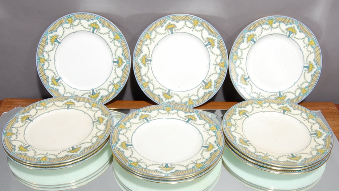 Minton Decorated Plates: Set of 12. 11" d. Signed Minton England