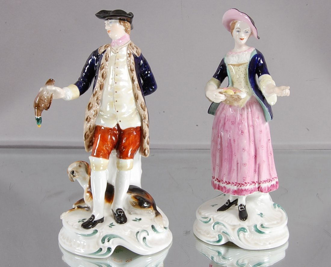2 Spode Chelsea Figures: Marked Spode. No # 3, #4 England 8" t.