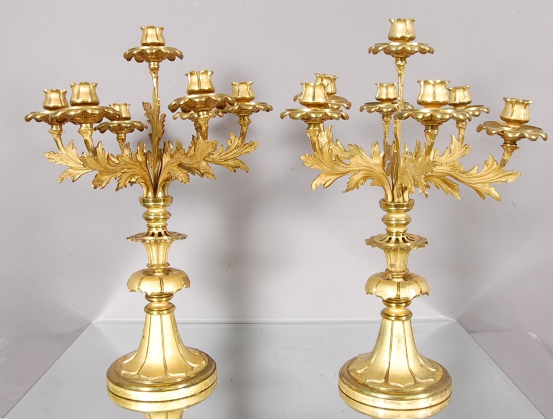 Pair of Dore Bronze Candelabras: 22' t X 16" w. Ca. 1900