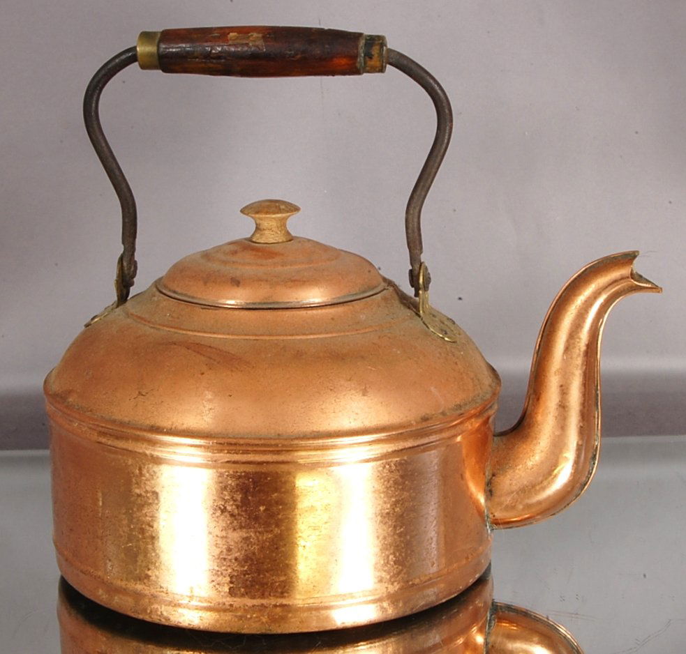 Old Copper Tea Kettle: 12" t x 13" w Ca. 1910