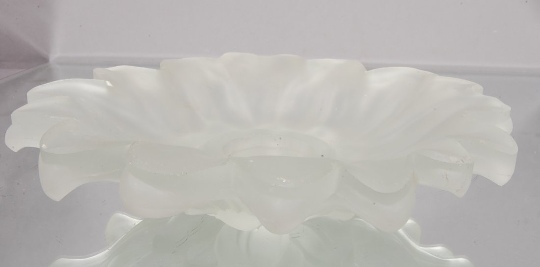 French Art Glass Center Piece: Satin Glass Floral Design Ca. 1910