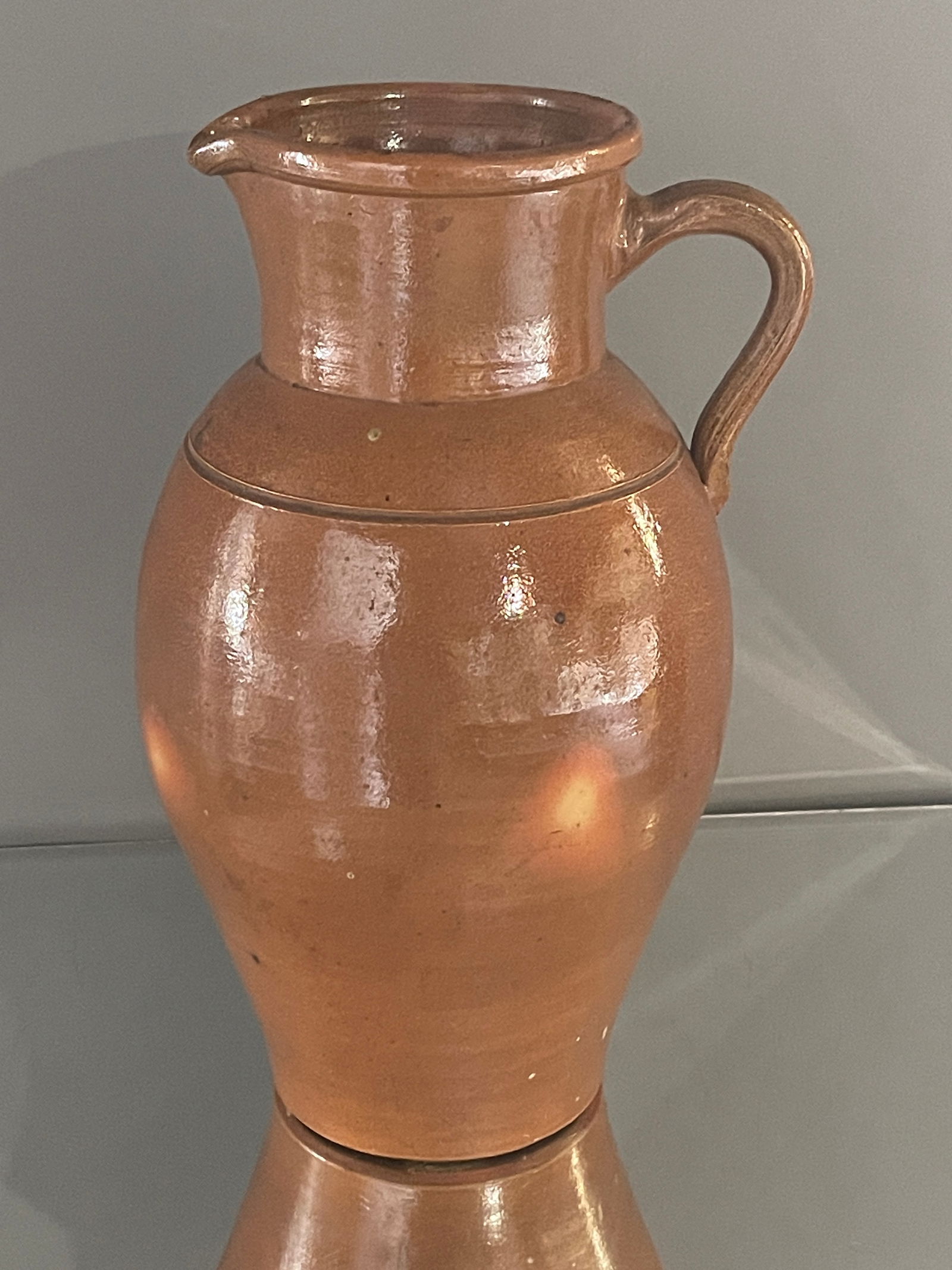 Vintage Brown Glazed Handled Vase (1 of 2)