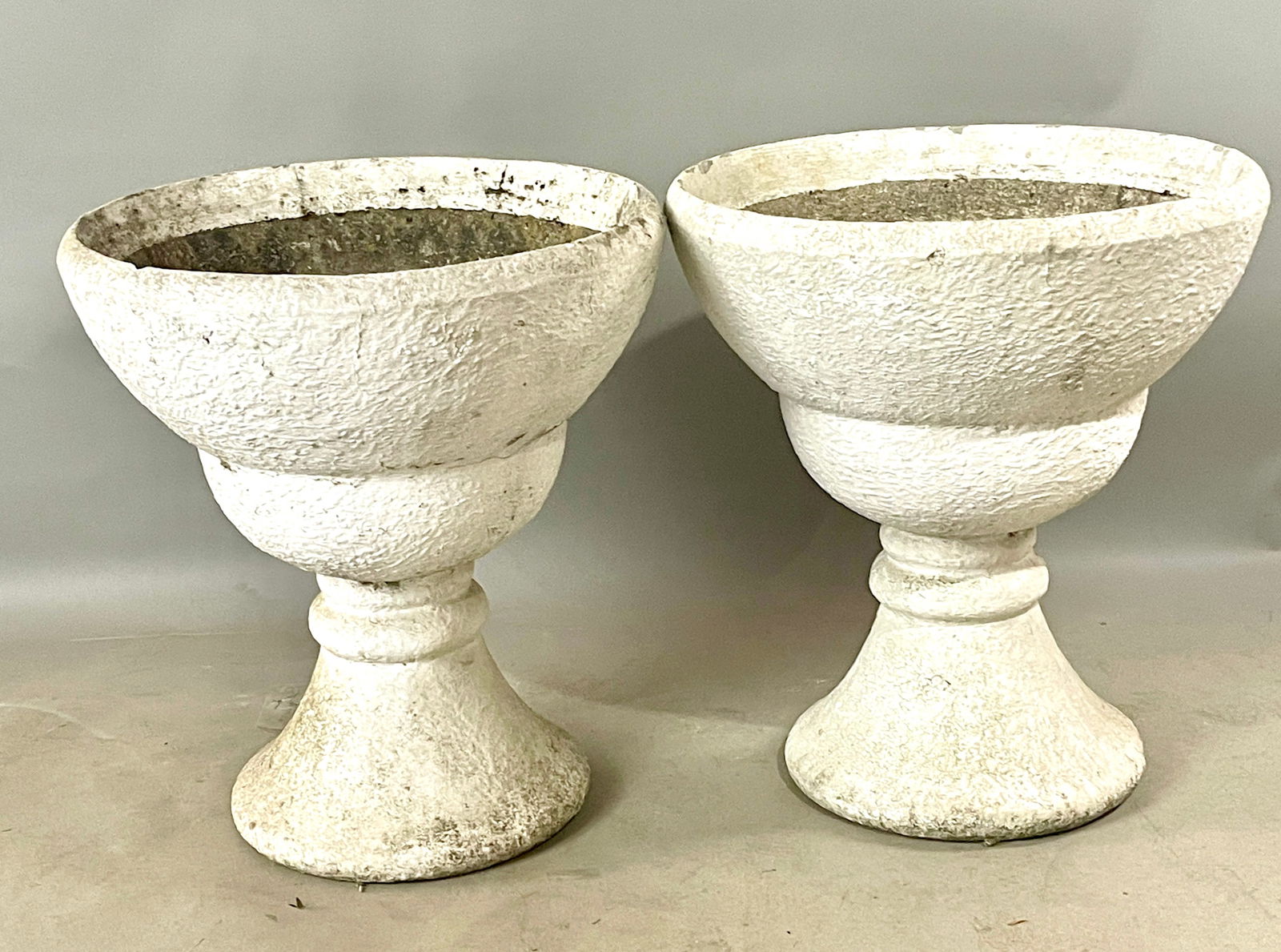 Mid-Century Modern French Concrete Hour Glass Style Planters (1 of 3)