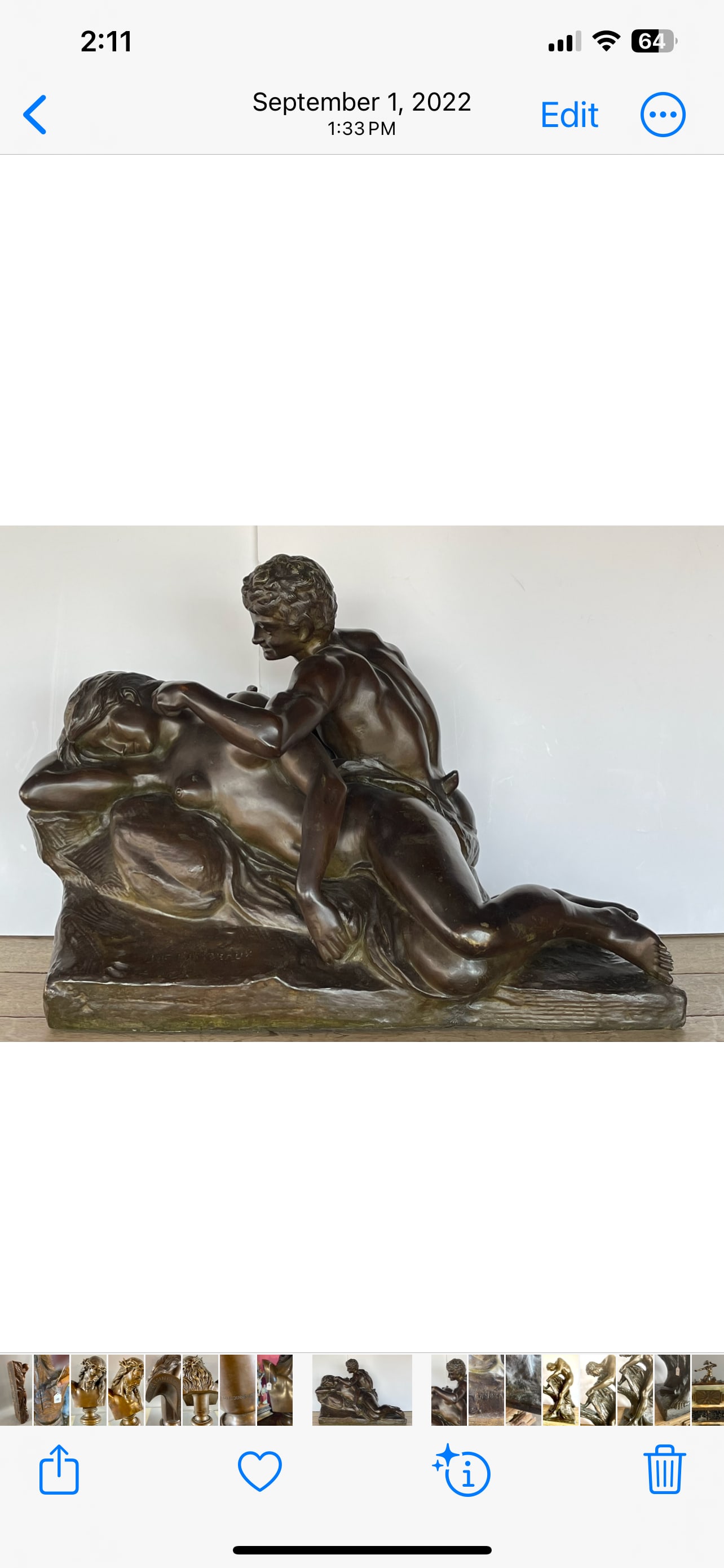 Signed Jef Lambeaux Fairy and Nymph: (Jef) Lambeaux Belgian1852 - 1908 Nymph and Faun signed: JeF LAMBEAUX bronze, green-brown patina. 21”t18”d 31”w