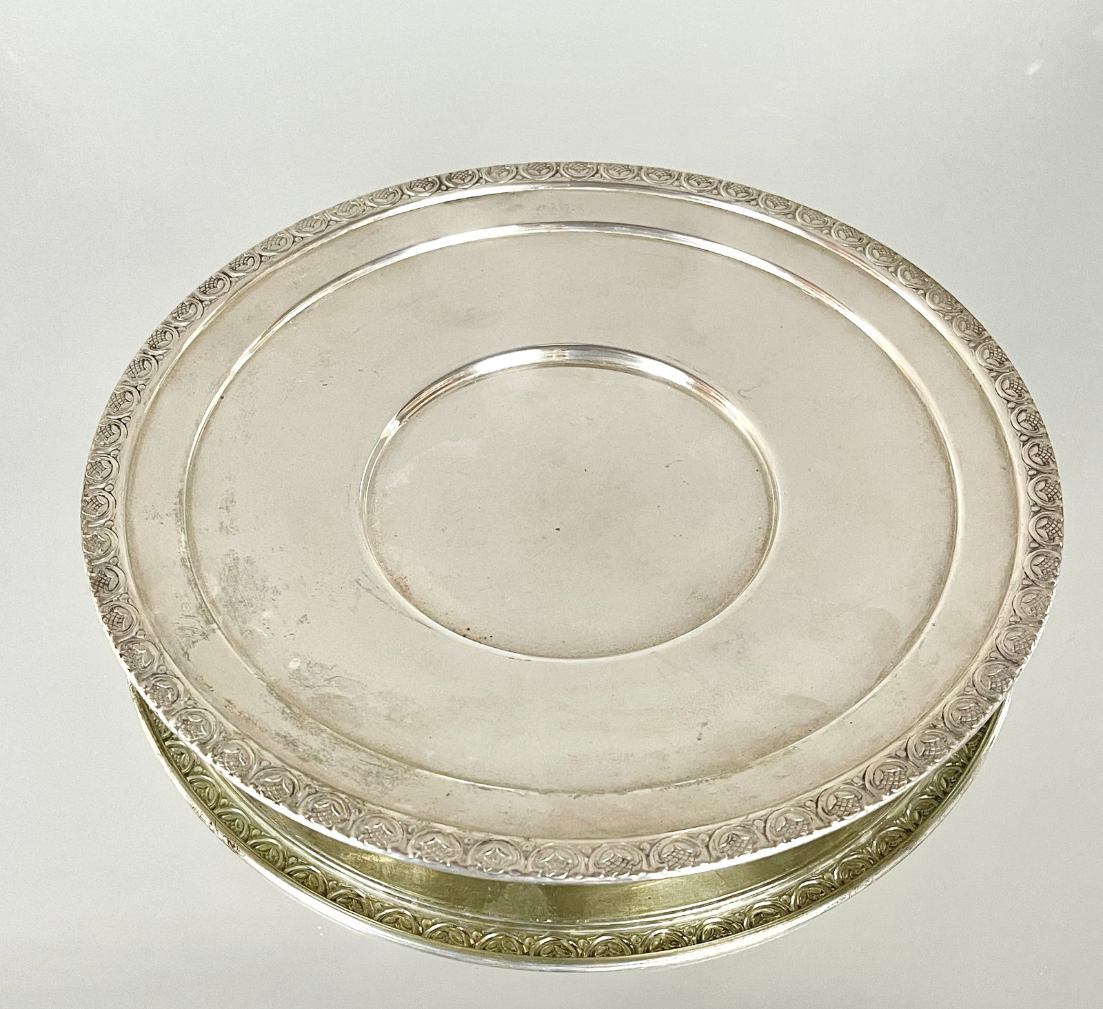 Sterling Silver Serving Tray: 1920 Sterling Silver Serving Tray 11"x14" 365 Grams Marked "N" Sterling