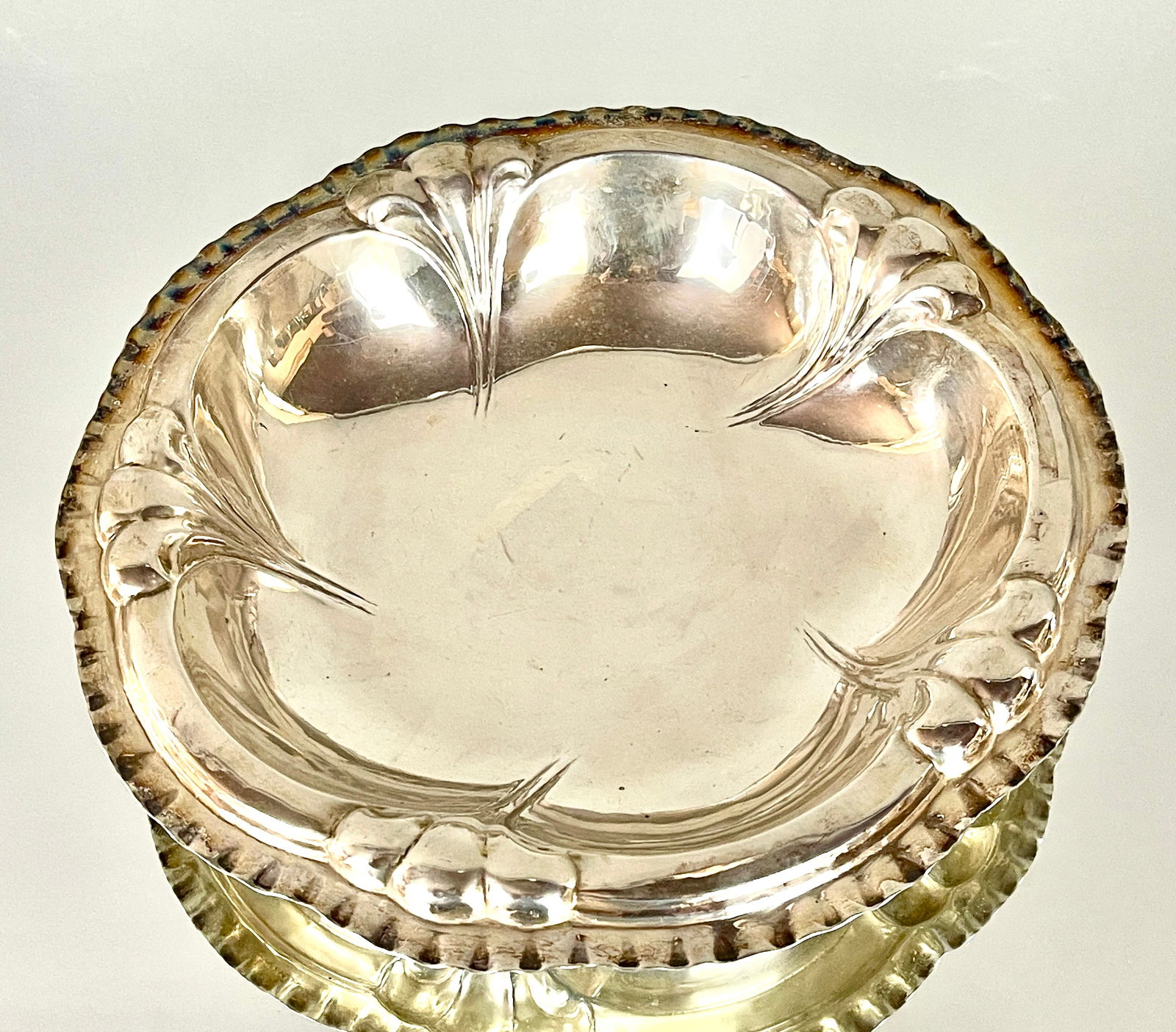 Sterling Silver Repousse Serving Bowl (1 of 2)