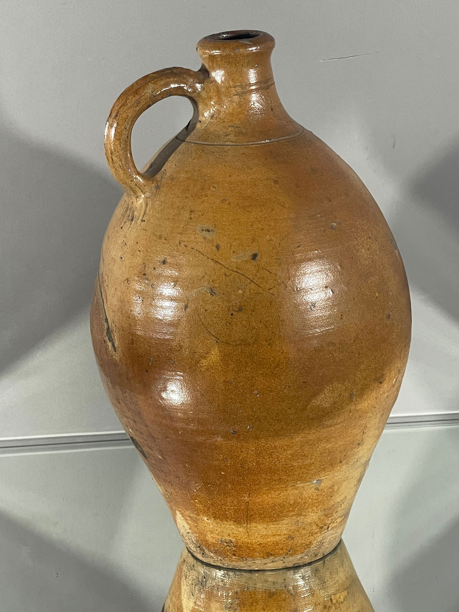 18th Century European Glazed Earthware Stoneware Jug (1 of 2)