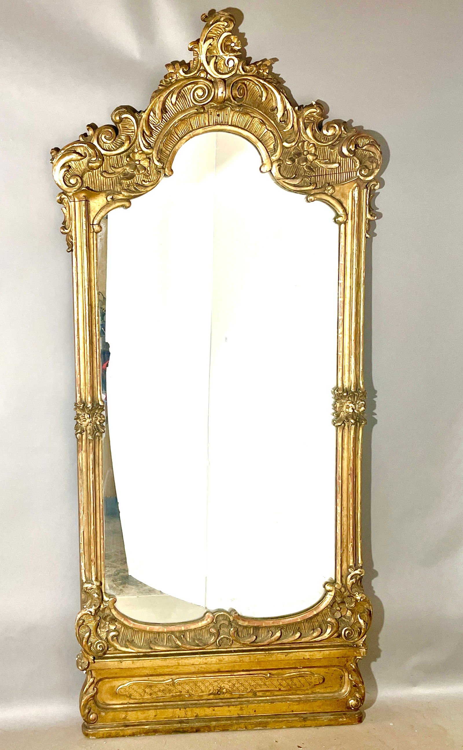 Elegant French LXV Fold Gilded Pier Mirror (1 of 2)