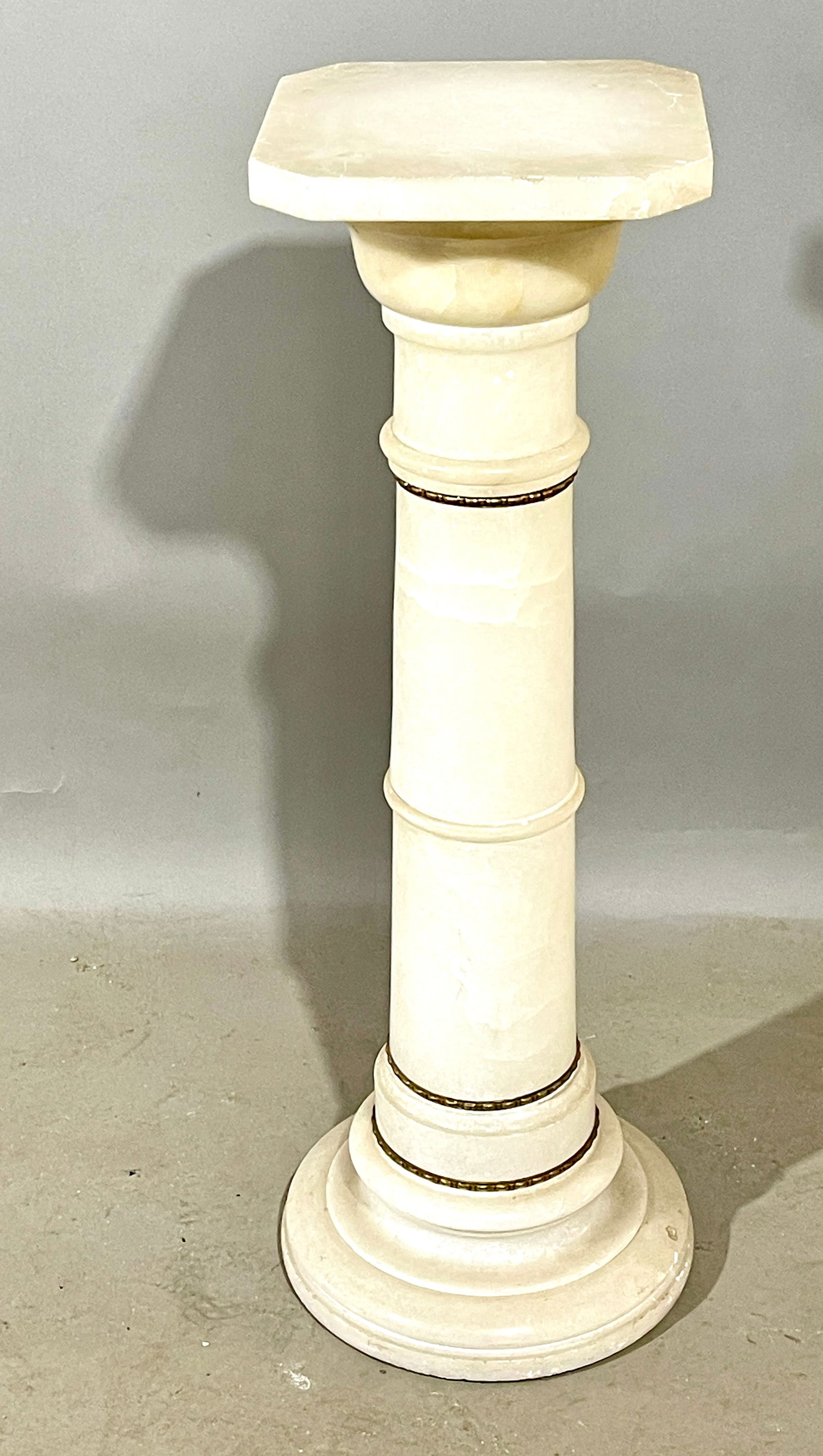 French Empire Style 19th Century Alabaster Carved Column Pedestal (1 of 2)