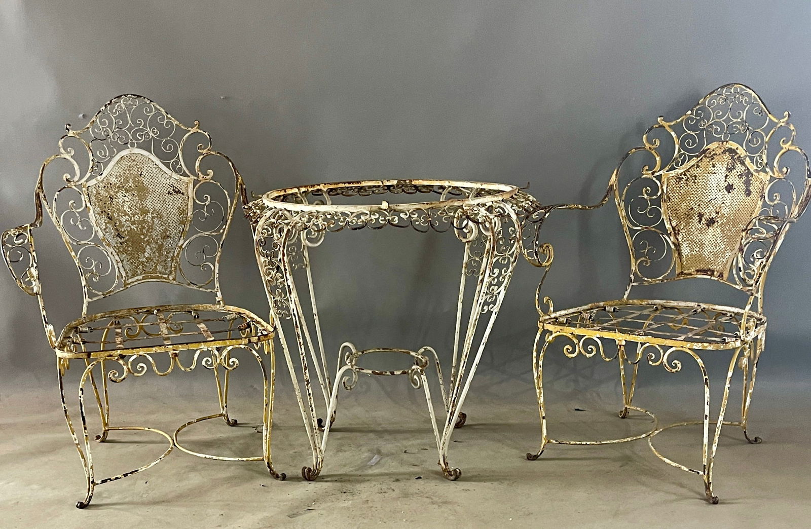 French Vintage Wrought Iron Three Piece Patio Set (1 of 1)