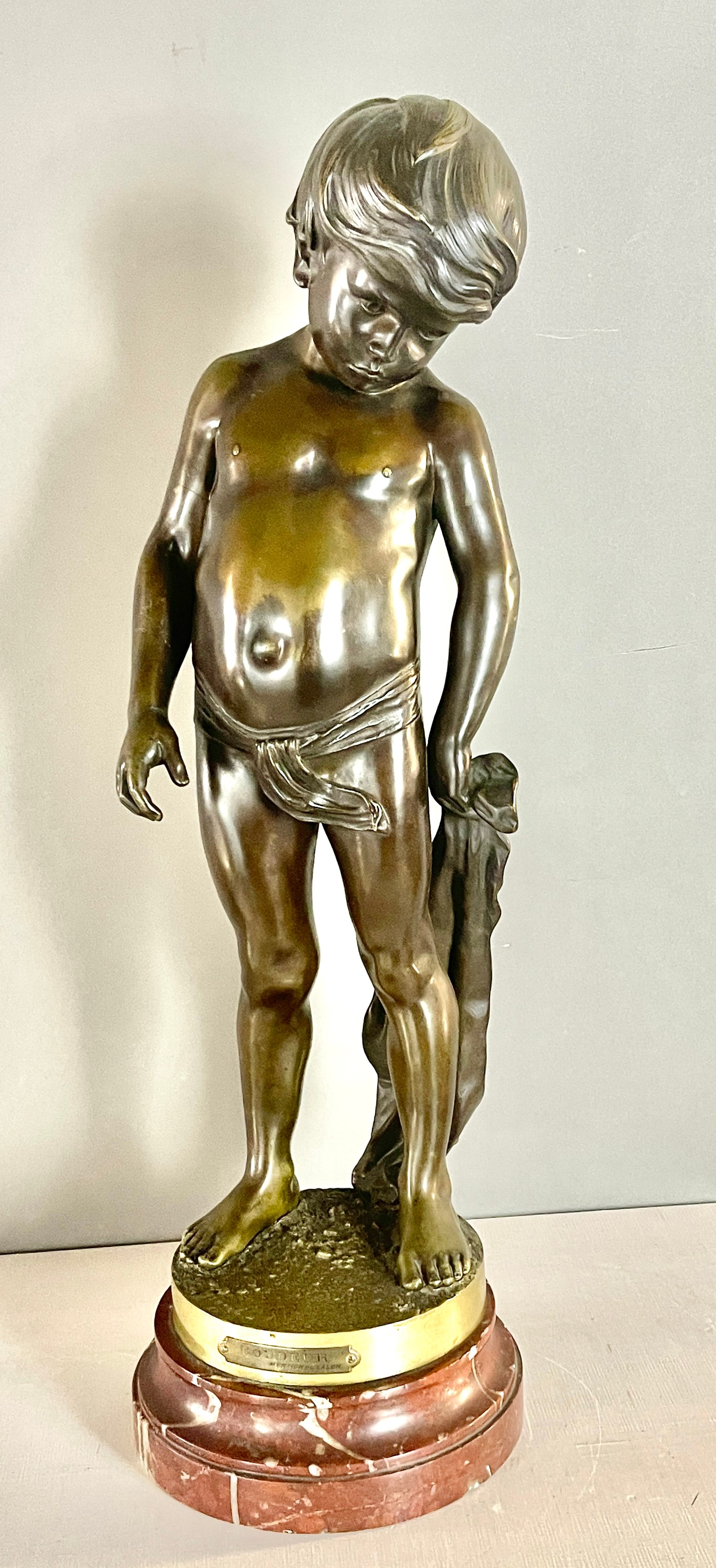 French Bronze statue of a Boy "Boudeur" (1 of 5)