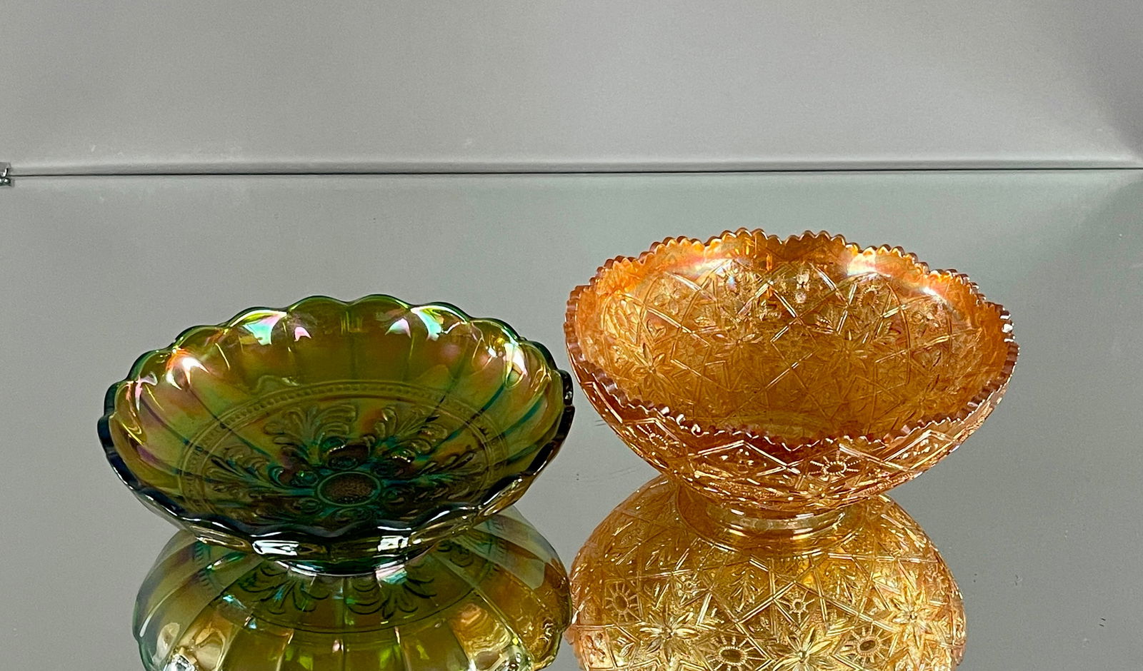 Two Pieces of Carnival Glass Bowls Mid Century (1 of 1)