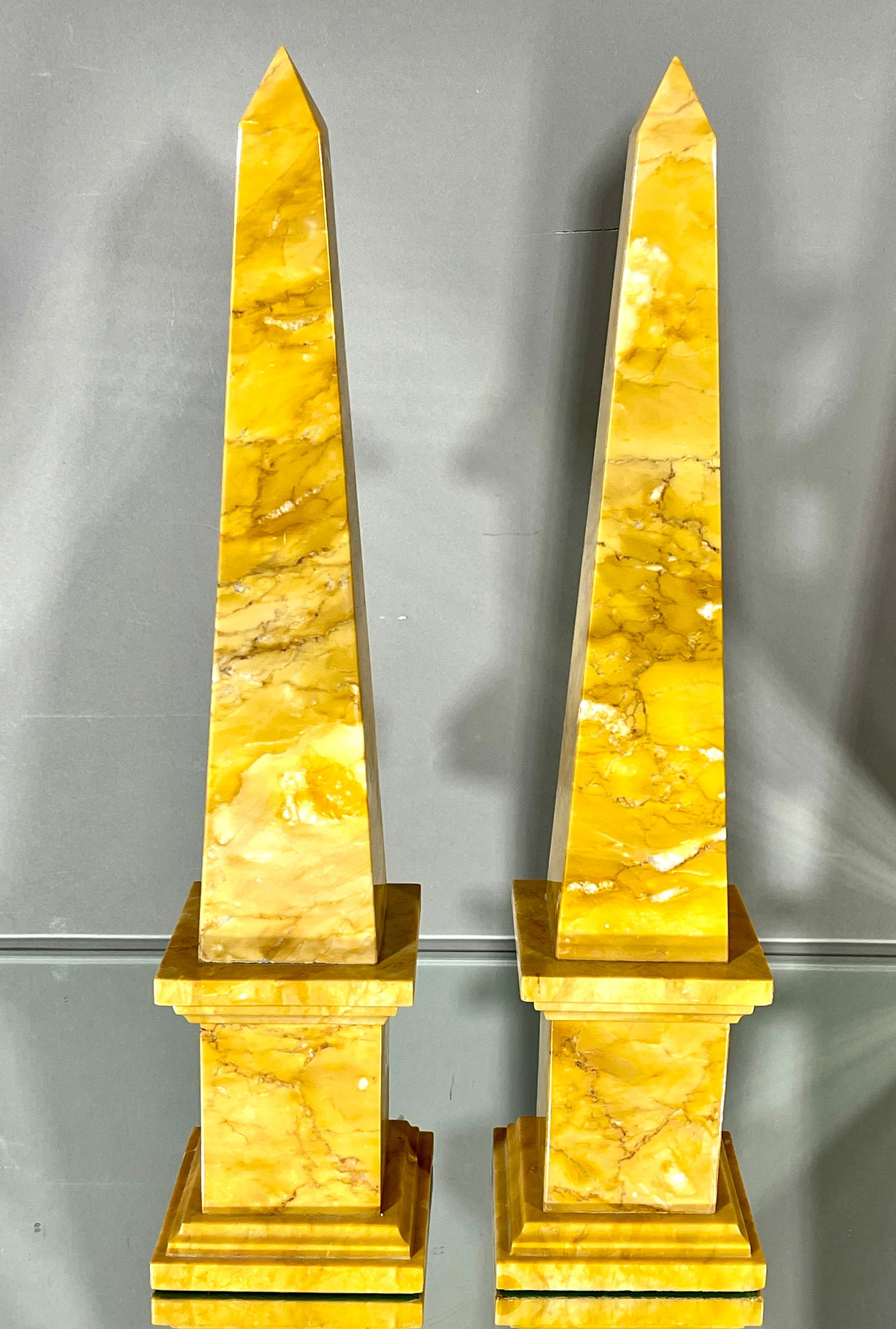 Pair of Italian Sienna Marble Obelisks (1 of 1)