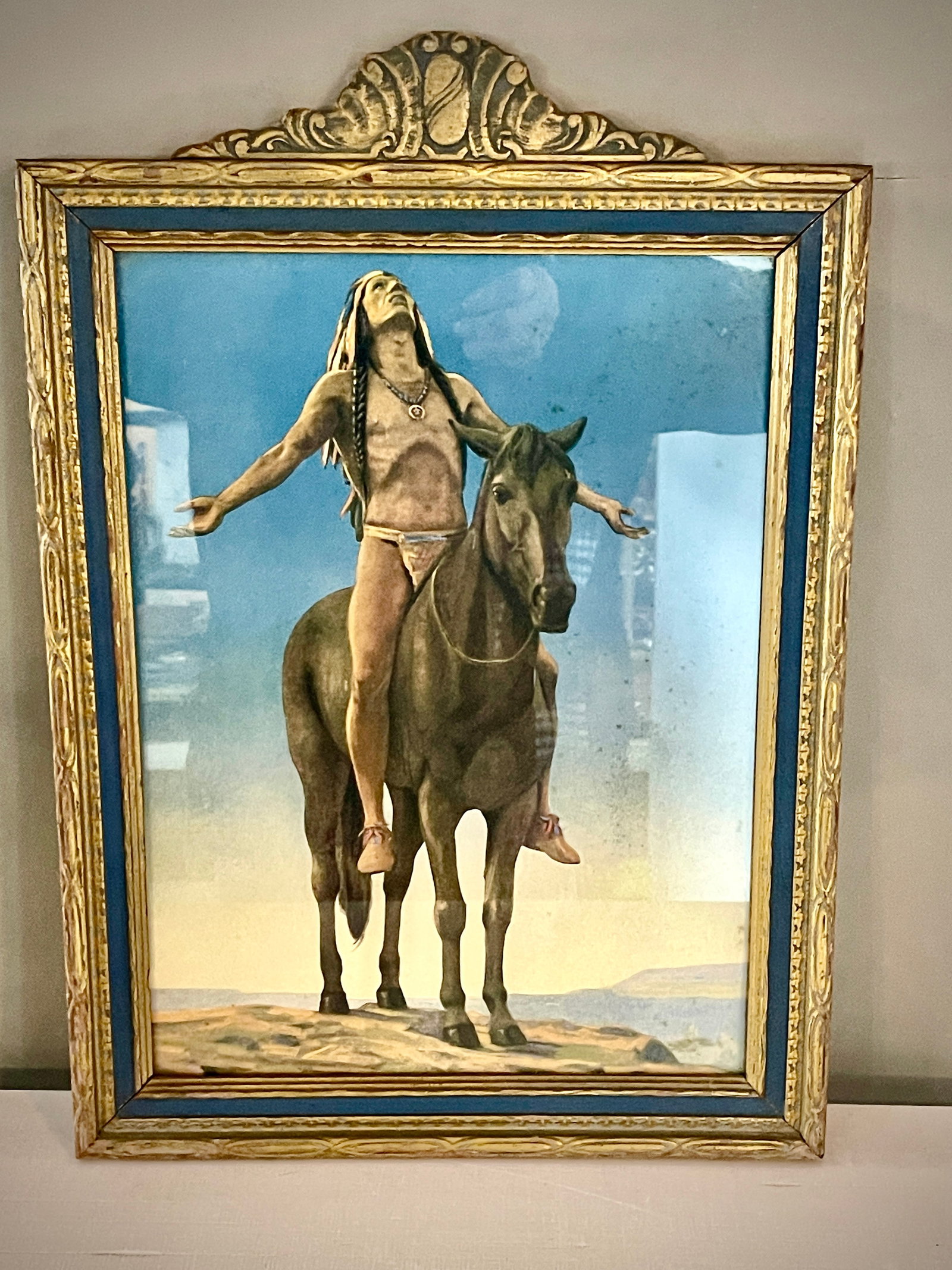 Vintage "Appeal to the Great Spirit" Lithograph: by Cyrus Dallin, original frame, 20" x 14", circa 1920