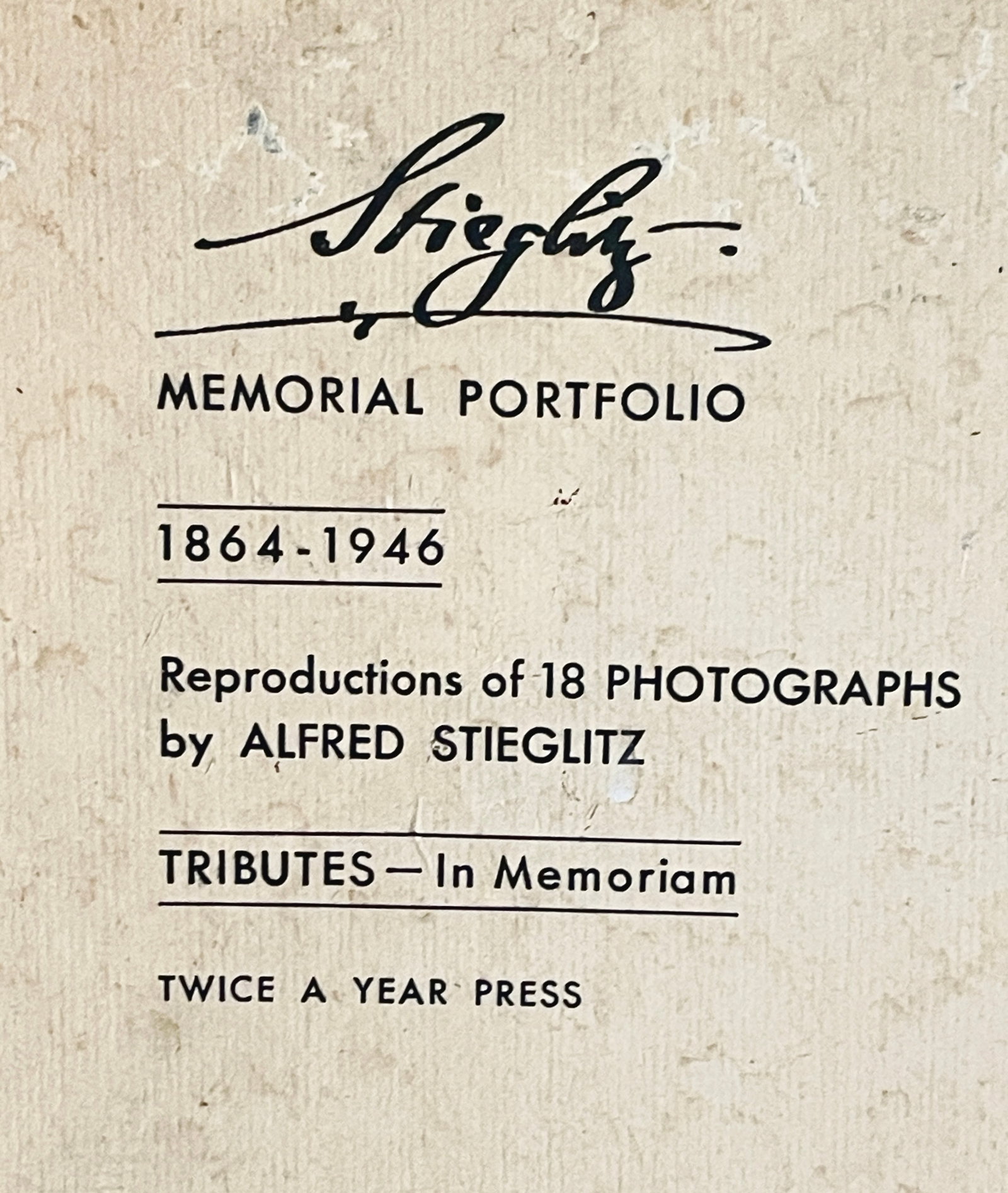 Alfred Stieglitz Memorial Portfolio 1864-1946: 18 original photographs. 12"-15", Dorothy S. Norman, limited edition, circa 1947.