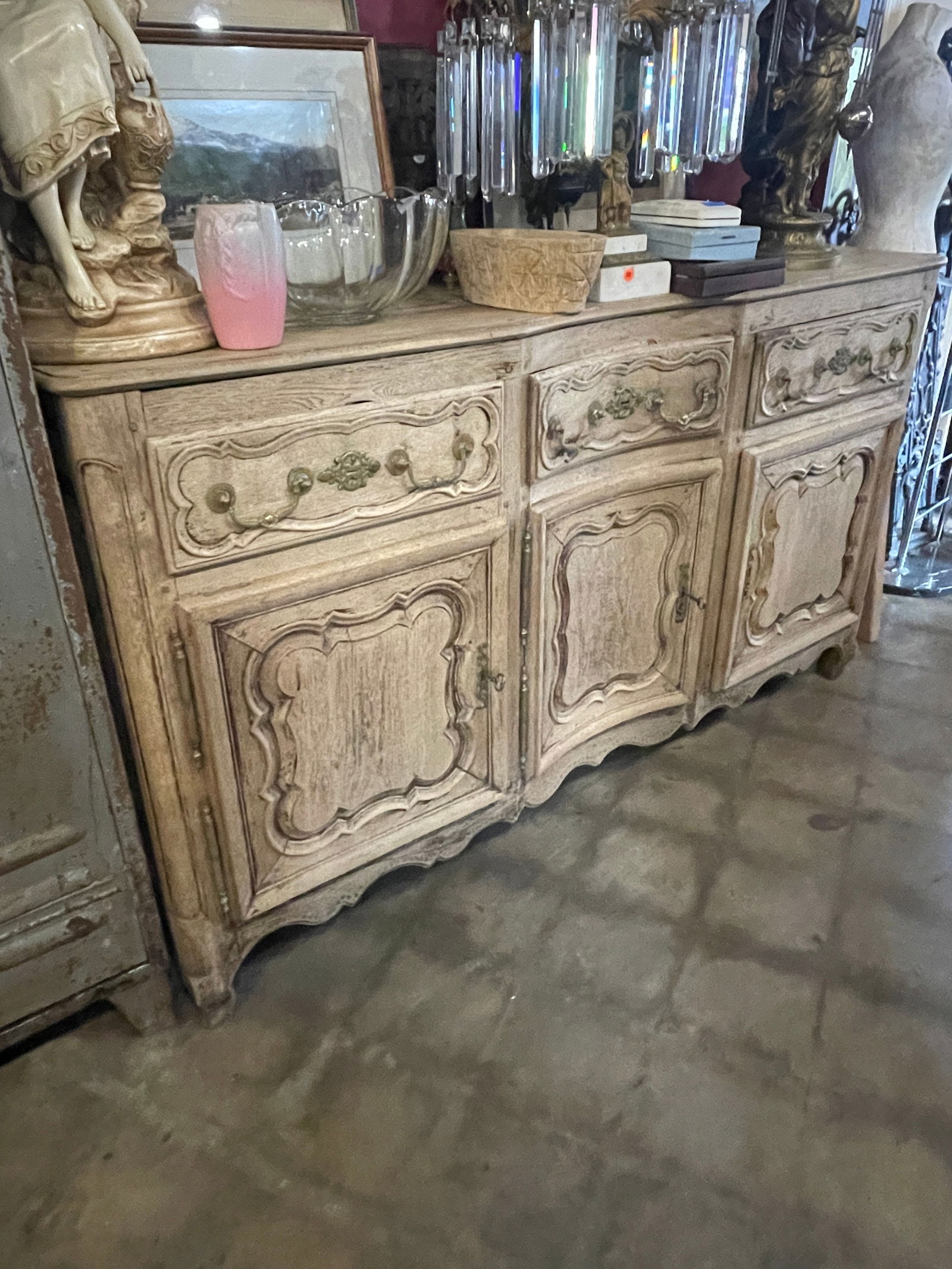 Early French Louis XV Carved Oak Sideboard (1 of 9)
