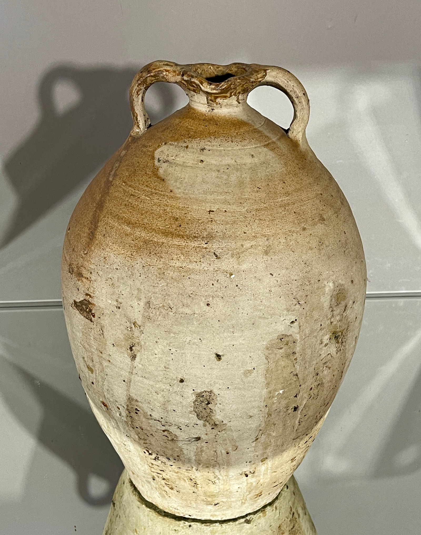 Large French 19th Century Stoneware: "Bombonne" jar, two handles, France, circa 19th century