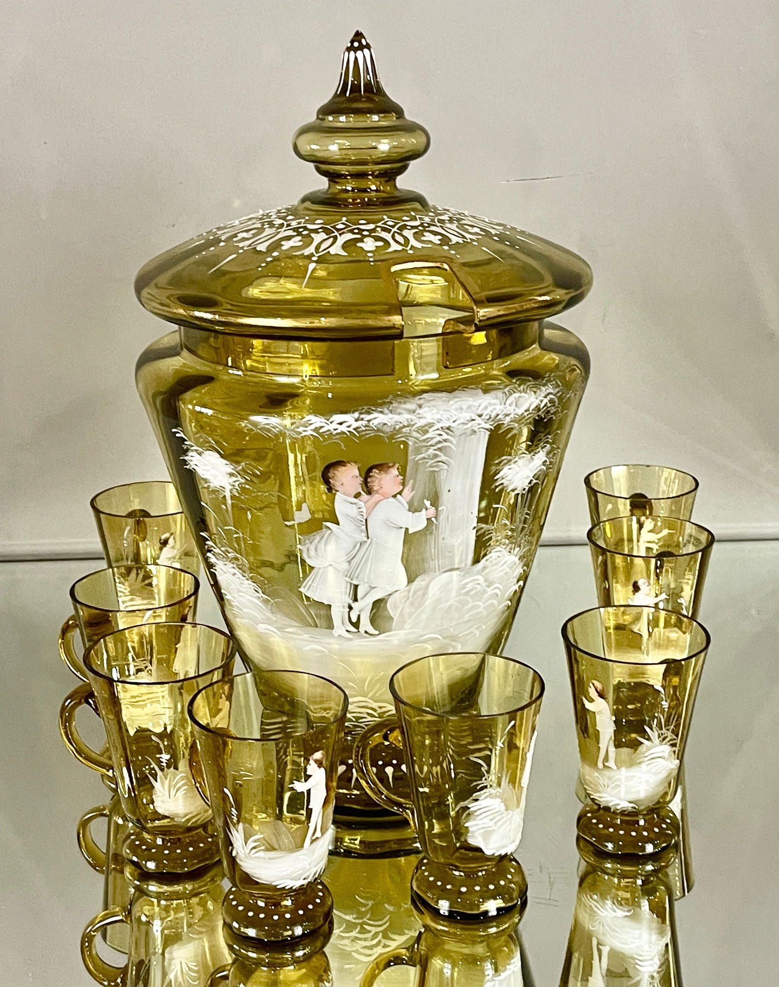 Eight Piece 19th Century Punch Bowl Set (1 of 4)