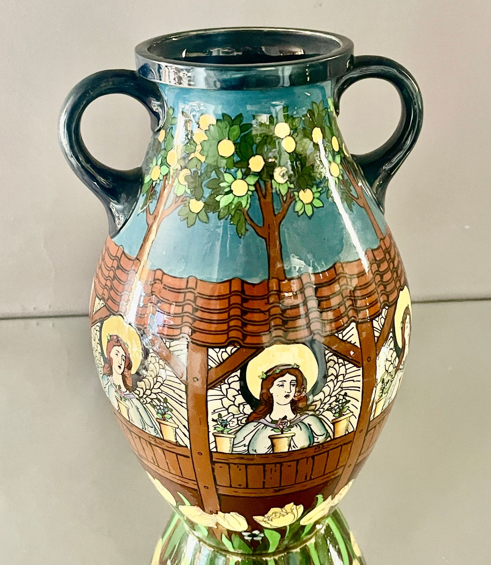 A Foley "Intarsio" Twin Handled Large Vase (1 of 5)