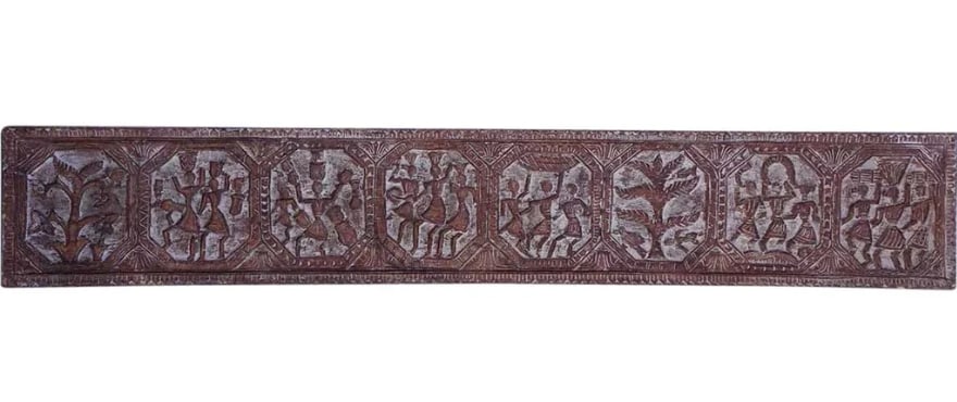 Vintage Indian Carved Teak Architectural Panel (1 of 3)